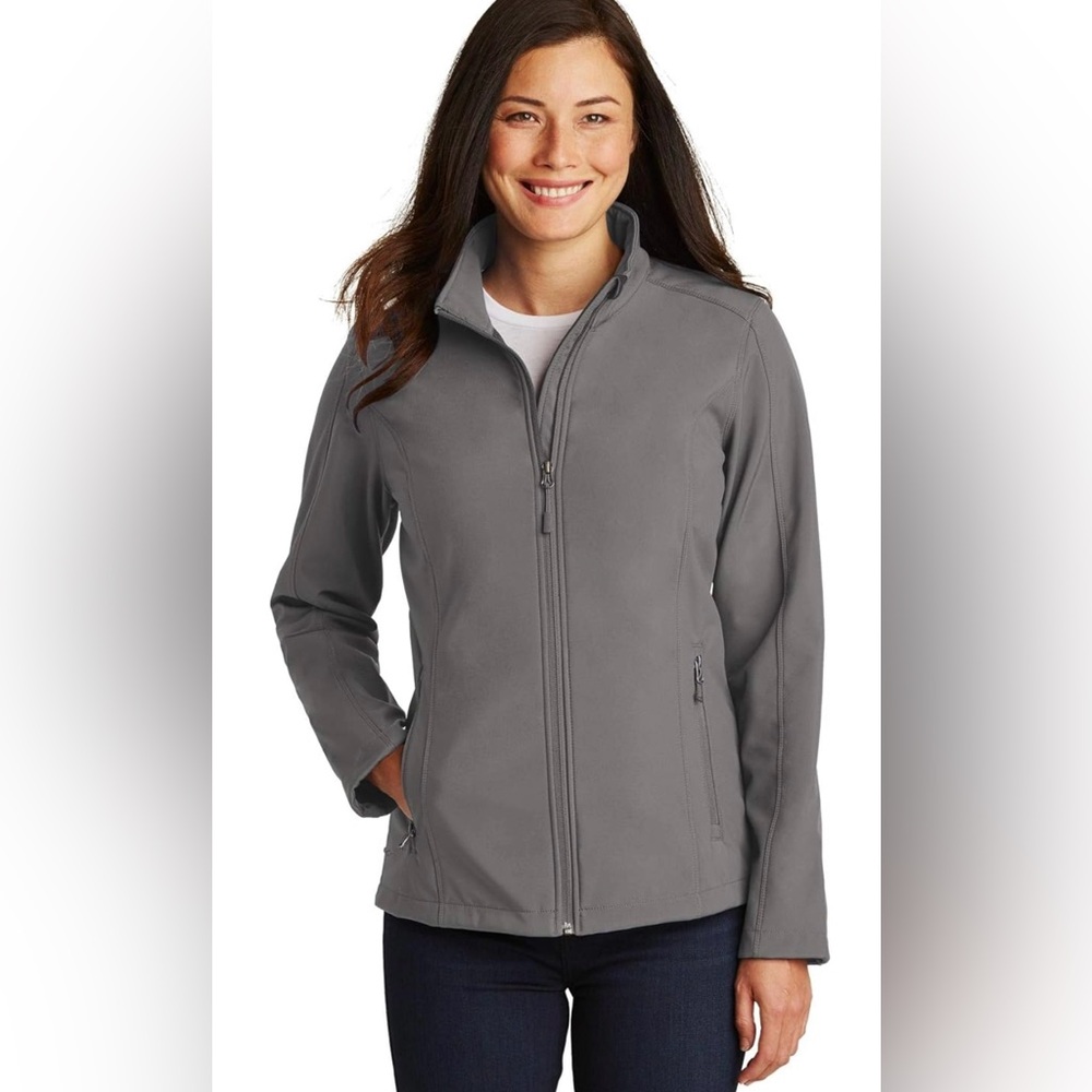 Port Authority L317 Women’s 3XL Full Zip Soft Shell Jacket Deep Smoke Color NWOT